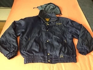 DESCENTE HOODED FULL ZIP INSULATED SKI JACKET MEN-LARGE NAVY. VG CONDITION.NYLON - Picture 1 of 6