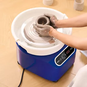 VEVOR Roue de Poterie Tour de Potier 280 mm 350 W avec Pédale et Tablier Bleu - Afbeelding 1 van 12
