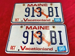 Par de matrículas de Maine LOBSTER ~ Vacationland, decoración de cabaña de playa de 12" x 6" - Imagen 1 de 3