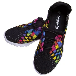 Skooda Shoes Ladies Rainbow Black Sporty, white Soles - Picture 1 of 5