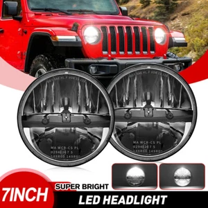 Pair 7'' Black LED Headlights High&Low Beam For Jeep Wrangler JK 2017-2018 DOT - Picture 1 of 9