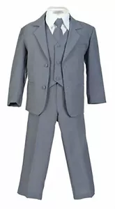 Boys Suits Dark Gray Kids Boys Formal Dress Choose Your Free Additional Tie - Picture 1 of 9