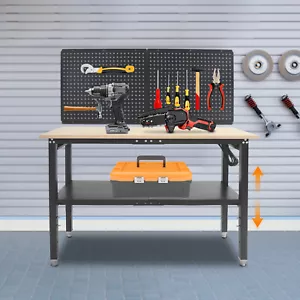 Banco de trabajo multifuncional 120*50 cm con placa de clavijas mesa de trabajo con tomas de corriente - Imagen 1 de 21