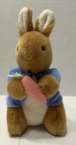 Eden Plush Beatrix Potter Peter Rabbit Stuffed Animal Blue Jacket W/Carrot 7.5” - Picture 1 of 11