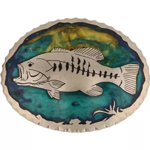 G Silver Bass Fish Fishing Fisherman Cowboy Western 1980s Vintage Belt Buckle - Picture 1 of 4