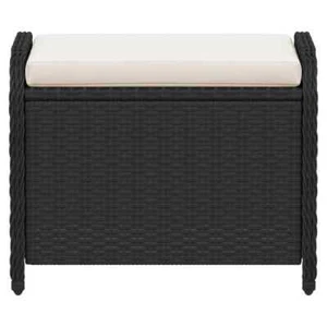 Gartenhocker mit Kissen Schwarz 58x46x46 cm Poly Rattan - Bild 1 von 9
