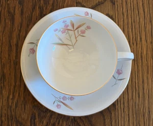 Vintage Eschenbach Bavaria Germany Pink Flowers Bone China Tea Cup Saucer Gold - Picture 1 of 4
