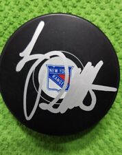 LUC ROBITAILLE SIGNED AUTOGRAPHED NEW YORK RANGERS LOGO PUCK