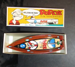 1996 SCHYLLING POPEYE TIN TOY SPEEDBOAT-WIND UP Reproduction  New in Box