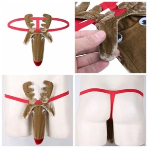 Men Christmas Reindeer Elephant Trunk Thong G-String Brief Pants Underwear AU - Picture 1 of 9