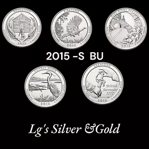 2015 S National Park Quarter 5 Coin Set Uncirculated Mint State Clad 25c - Bild 1 von 6