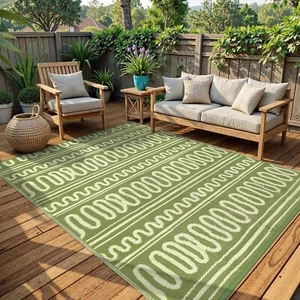 Outdoor Rug 8x10 Plastic Straw Reversible Large Carpet for Picnic Patio &Camping - Picture 1 of 54