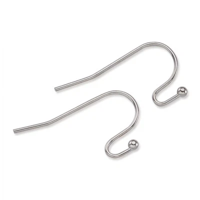 200pcs Platinum Plated Brass Earring Hooks Ball End Nickel Free Earwire 22x11mm - Image 1 of 4