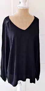 Vero Moda Ladies Black V Neck Long Sleeve Blouse With Lace Detail Size 20 BNWT - Picture 1 of 6