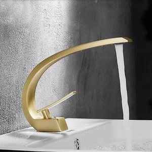 Single Handle Bathroom Sink Faucet Long Neck Single Hole Basin Mixer Tap - Picture 1 of 11