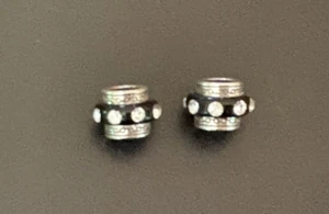 Pair Brighton Bead Spacer Slide Black Enamel Rhinestone Necklace Bracelet Charms - Picture 1 of 3