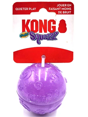 KONG Squeezz Crackle Ball Medium Purple No Squeak Toss & Play Dog Fetch Toy - Image 1 of 4