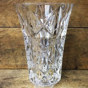 Tapered Diamond Cut Crystal Glass Vase 5" H - Picture 1 of 3