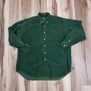 Vtg Ralph Lauren The Blaire Button Down Corduroy Shirt Mens XL Classic Green - Picture 1 of 9