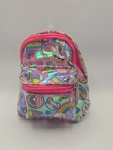Claire’s Mini Clear Backpack Bag Keychain w/ Clip Pink Unicorn Rainbow Donut Toy - Picture 1 of 2