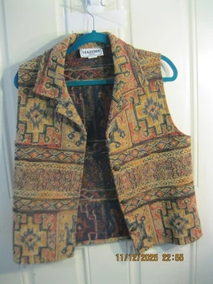 Chaleco Starfire Vintage Mujer 4P Tapiz Azteca Abotonable Años 90 EE. UU. (E-157) Foto 1 de 4