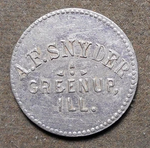 D643 Greenup, Ill., A.F. Snyder   Good For 1c In Trade. Aluminum, 21mm - Picture 1 of 2
