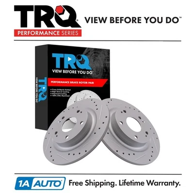 TRQ Performance Rear Brake Rotors Set Fits 2017-2020 Honda Civic - Image 1 of 4
