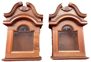 Paar antike handgefertigte Arts & Crafts Mission Holz Taschenuhr Vitrinen - Bild 1 von 13