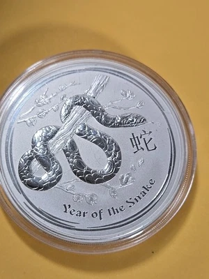 2013 $8 Australia Lunar "Year Of The Snake" 5 oz .999 Fine Silver Coin - Image 1 of 2