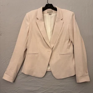 Light Pink H&M Blazer Button Up Size Medium Womens Linen Lining - Picture 1 of 9