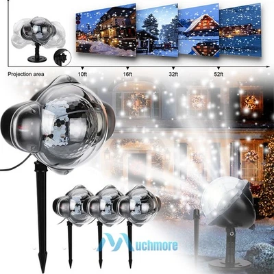 LOTE Navidad Copo de Nieve LED Proyector Láser Luz Exterior Impermeable Jardín Lámpara Foto 1 de 4