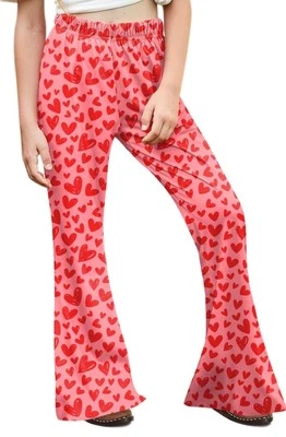 Girls 11-12y/xl Valentines Heart Print Hippie Pants - Image 1 of 2