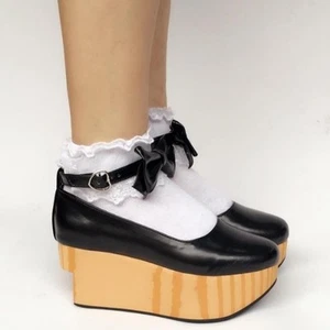 Scarpe donna giapponesi cinturino singolo fiocco tacco alto Mary Jane Punk Lolita dondolo - Foto 1 di 9