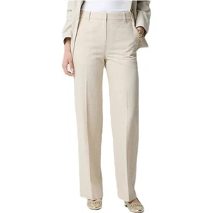 J. Crew Womens Linen Blend Trousers Size 4 Beige Cotton Blend High Rise NWT $118 - Picture 1 of 10