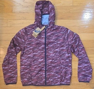 Asics Womens Sz Lg Packable Jacket Color Deep Mars Print / Peacoat - Picture 1 of 13