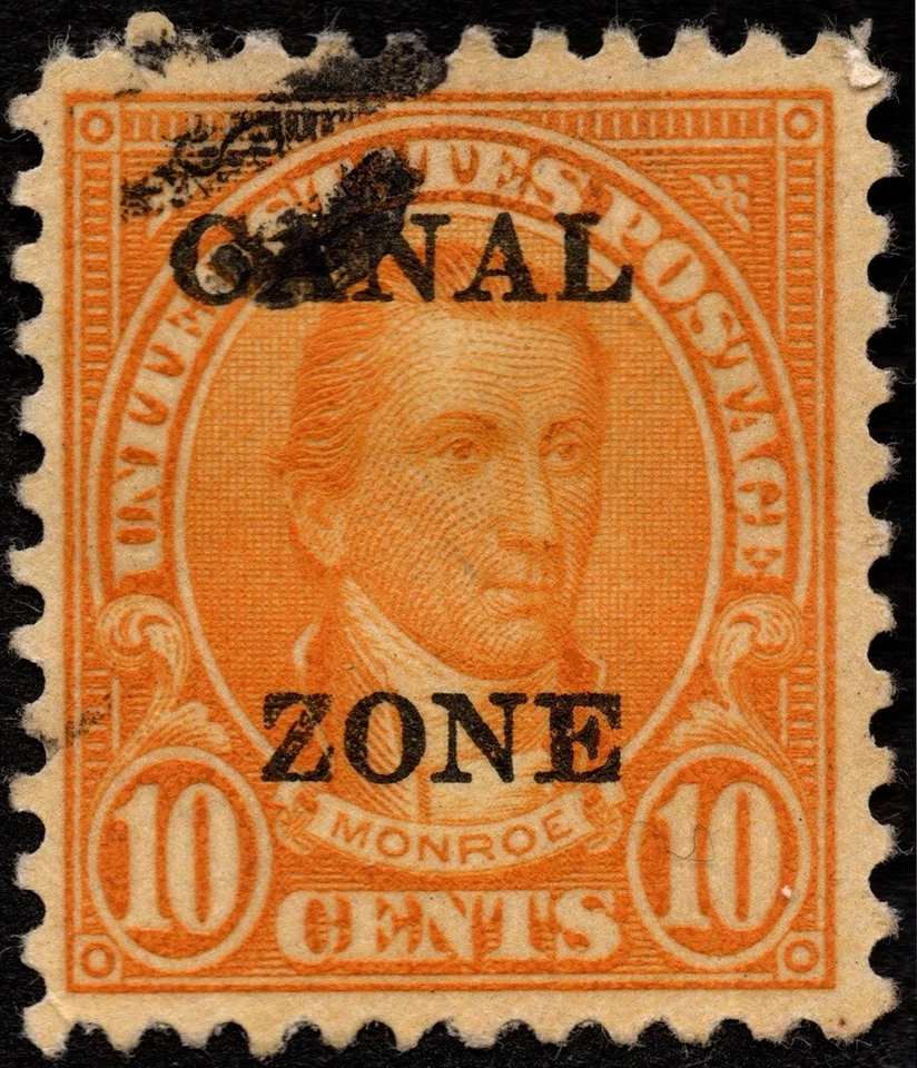 Canal Zone - 1930 - 10 Cents Orange James Monroe Issue Overprinted # 104 F-VF + - Image 1 of 1