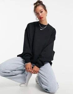 NIKE WOMEN Collection Essentials Oversized Fleece Crew Sweatshirt L XL Black $60 - Picture 1 of 8