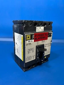 SQUARE D FAL34060 60A 480V 3P CIRCUIT BREAKER - Picture 1 of 3