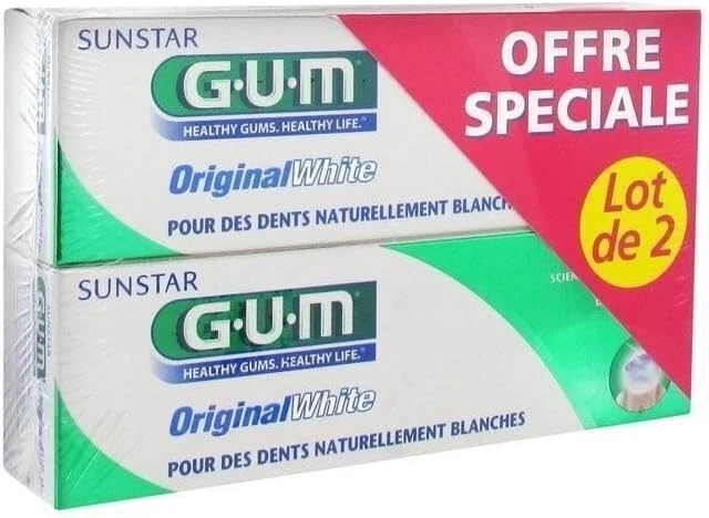 Sunstar GUM Original White Toothpaste 75ml 2.5ox Exp 07/2027 Lot of 2