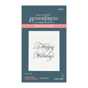 Juego de placas y troqueles de prensa Spellbinders - Copperplate Holiday Sentiments Collection - - Imagen 1 de 2