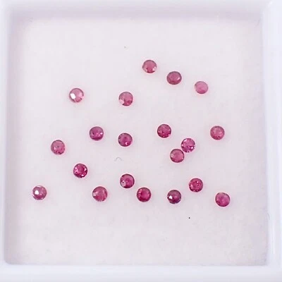 Natural Round 1.25 - 1.35 mm Red-Pinkish Ruby Gemstone, 0.25ct, Qty 20 pieces - Image 1 of 4