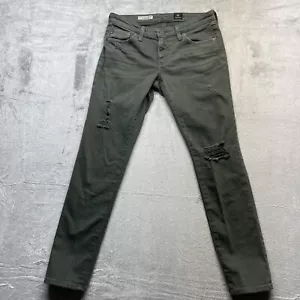 Adriano Goldschmied Jeans 27 R The Legging Ankle Super Skinny Distressed Green - Picture 1 of 9