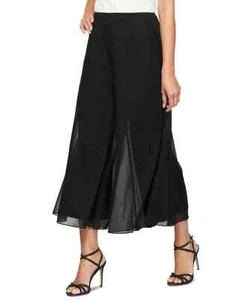 Alex Evenings Petite Chiffon Wide-Leg Cropped Pants, BLACK, SIZE- LP - Picture 1 of 2