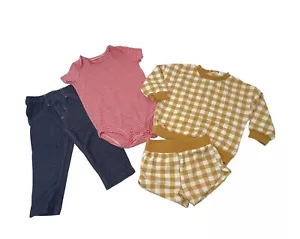 Vestiti bambino - pantaloni, body, vestito 2 pezzi oro e panna - taglia 9 mesi - Foto 1 di 7