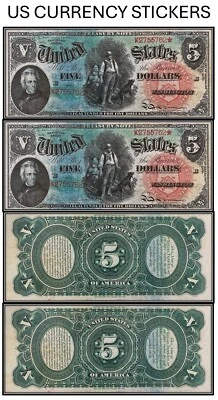 $5 Five Dollar 1869 Legal Tender Note (US CURRENCY STICKERS) (Lot Of 2) - Image 1 of 4
