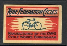 MATCHBOX LABELS UK- Ride Federation Cycles, CWS Birmingham- **