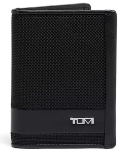 TUMI ALPHA SLG FOLDING CARD CASE LEATHER WALLET BLACK#01192258D2-NWT - Picture 1 of 3