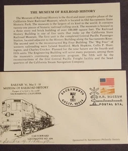 1981 Cachet Tren Cubierta y Tarjeta Railfair 81 Museo Sacramento CA Locomotora 4294 - Imagen 1 de 1