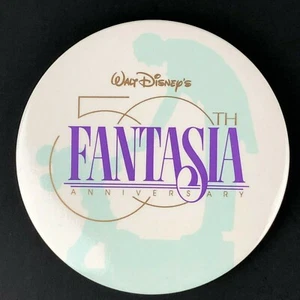 Walt Disney's 50th Anniversary Fantasia Movie Button Mickey Mouse 1990 Original - Picture 1 of 10