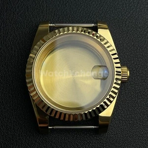 36mm Gold Watch Case Fluted Modified Sapphire Diving for NH35/NH36 Movement - Picture 1 of 8